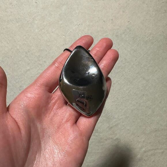 NWT Banana Republic Jewelry Chunky Silver Pendant Necklace with Black Cord - Picture 4 of 7